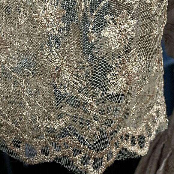 Handmade Womens S* Fit Flare Gold‎ Dress Lace Sleeve Wrap Lolita Formal Coquette - Picture 8 of 16